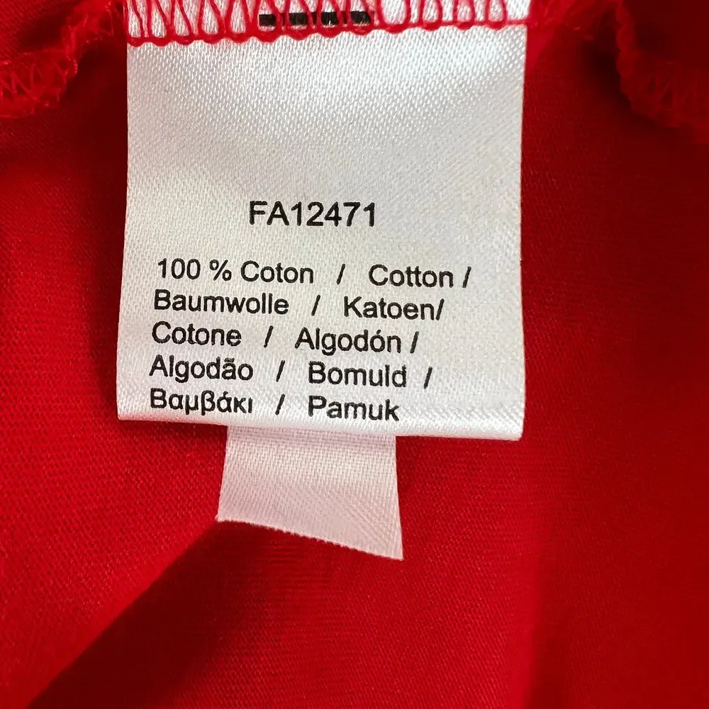 LACOSTE Red Pima Cotton V-Neckline Short Sleeve Embroidered Logo T-Shirt Size M